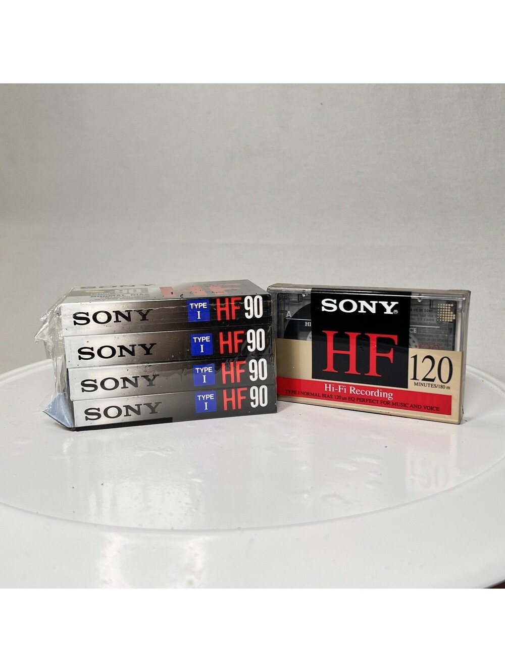 4 Pk Sony HF 90-minute Type I Cassettes NOS, Sealed AND One Sony HF 120